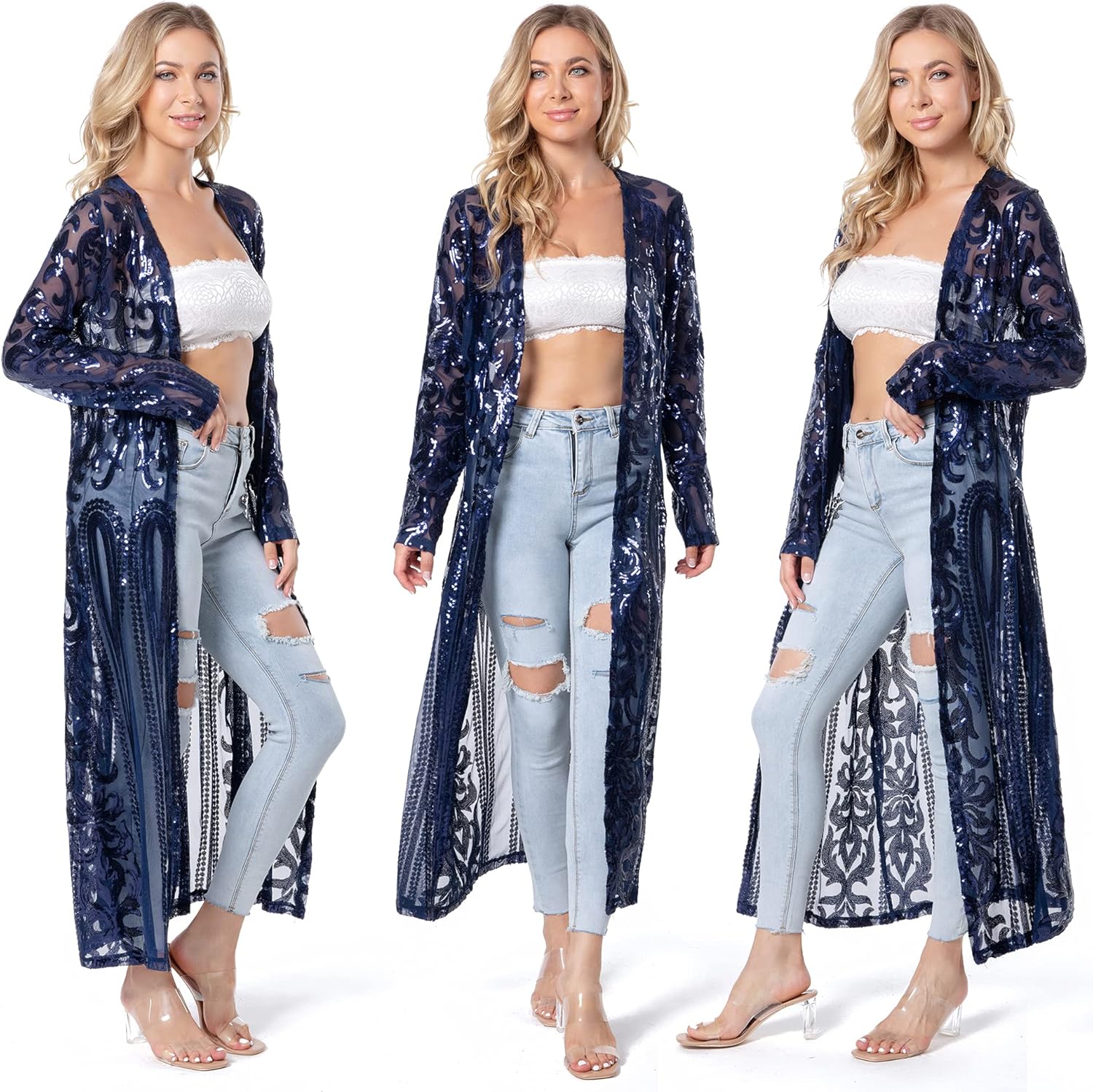 Women's Sequin Cardigan Summer Cover Up Dress for Evening Events