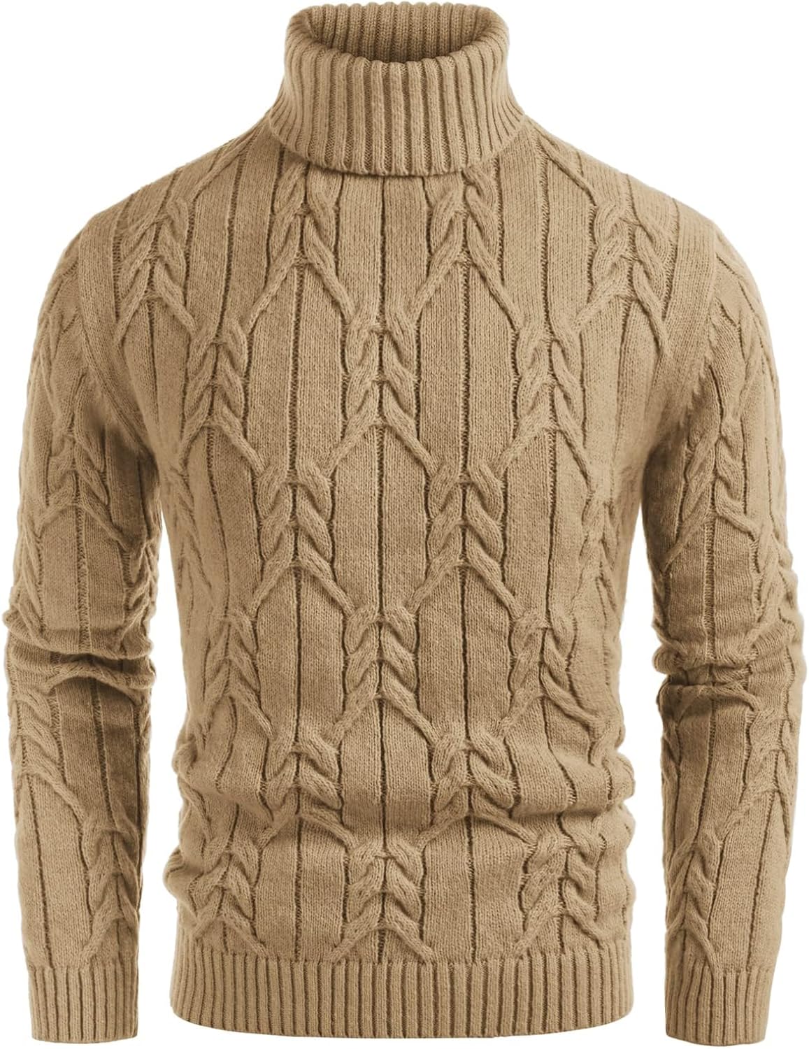 Stylish Turtleneck Sweater for Men - Cable Knit Pullover