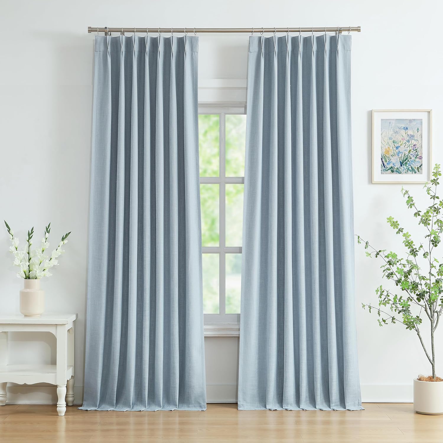 Dusty Blue Bailey Pinch Pleated Full Blackout Curtains 112 in