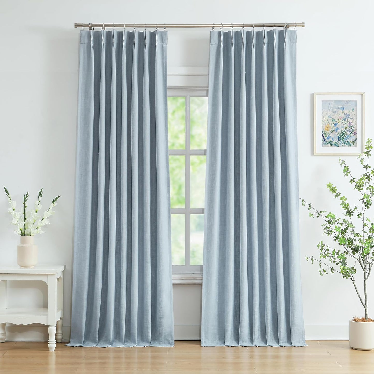 Dusty Blue Bailey Pinch Pleated Full Blackout Curtains 84 in