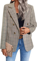 Mina Self 2025 Winter Women's Tweed Plaid Blazer - Warm Fully Lined