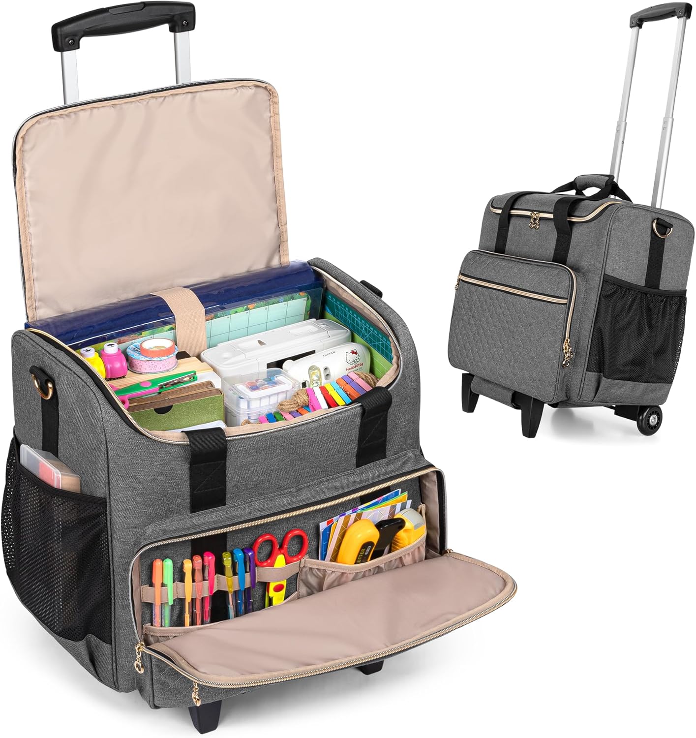 LUXJA Rolling Craft Bag for Scrapbook and Laptop Storage
