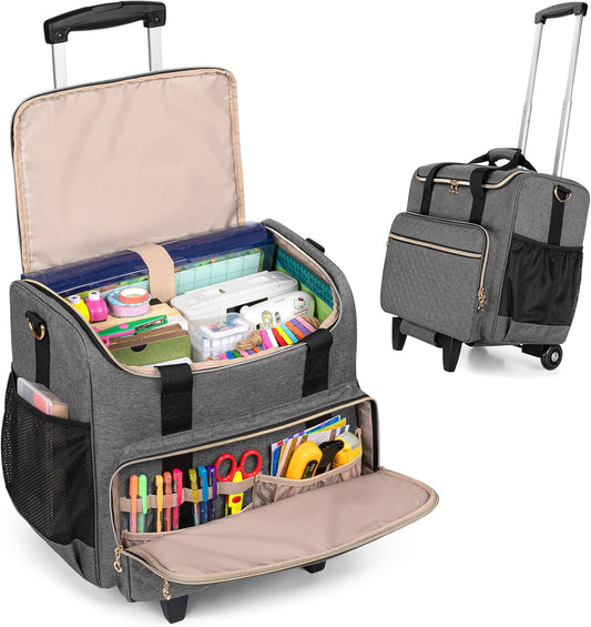LUXJA Rolling Craft Bag for Scrapbook and Laptop Storage
