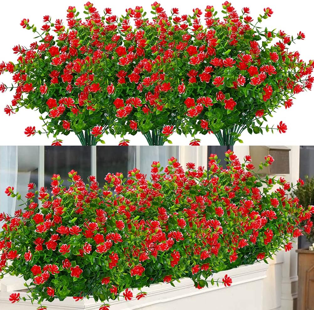 24 Bundles Outdoor Artificial Flowers for Home Wedding Decor