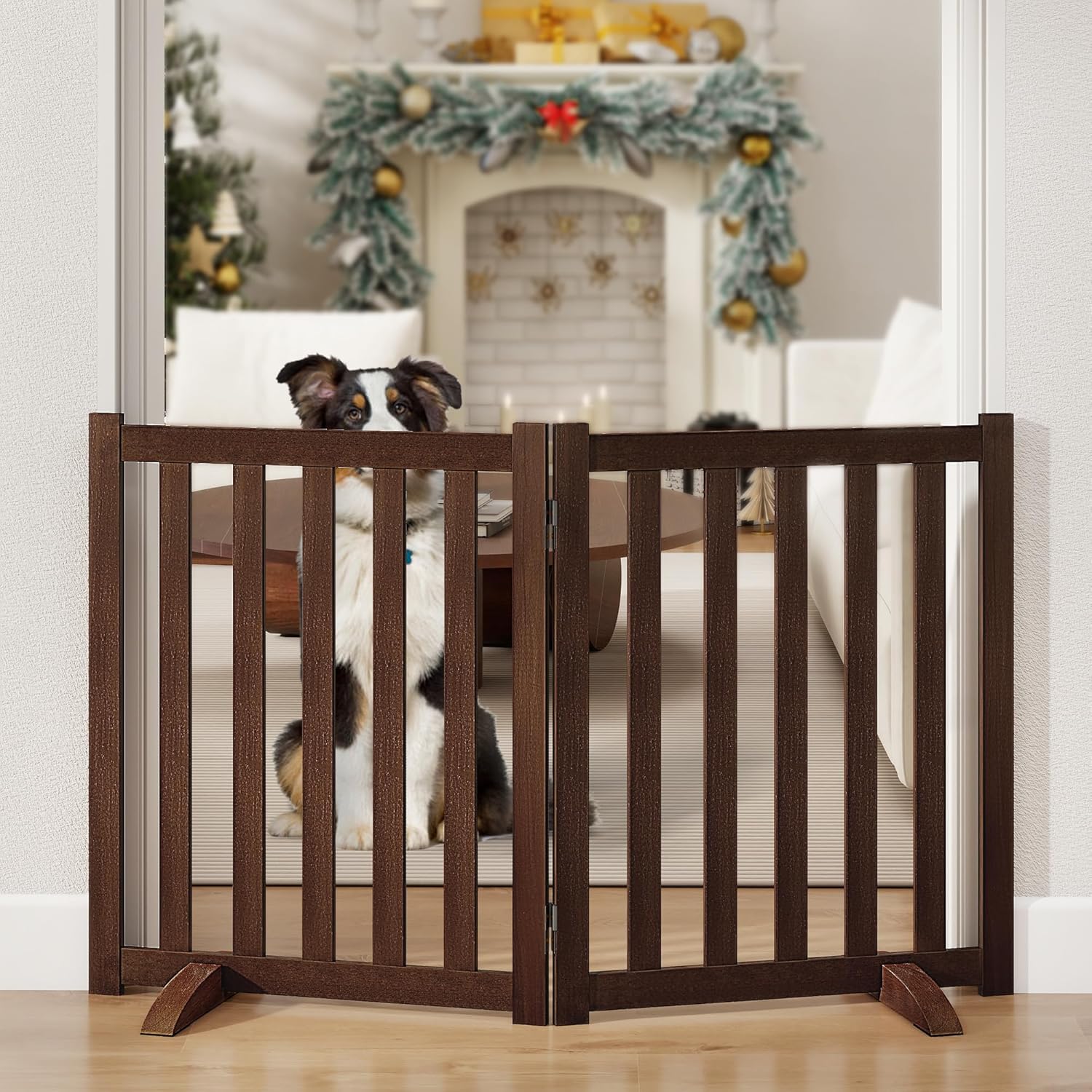 24 Inch Tall Freestanding Pet Gate for Dogs and Cats