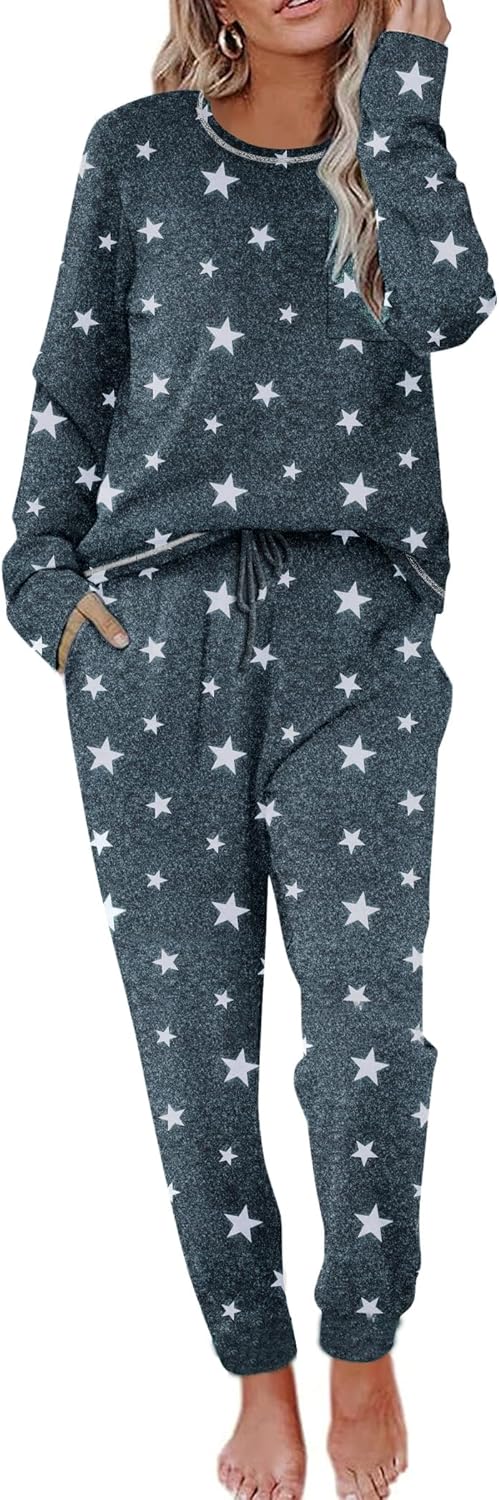 Ekouaer Pajamas Women's Long Sleeve Pj Set Soft Loungewear