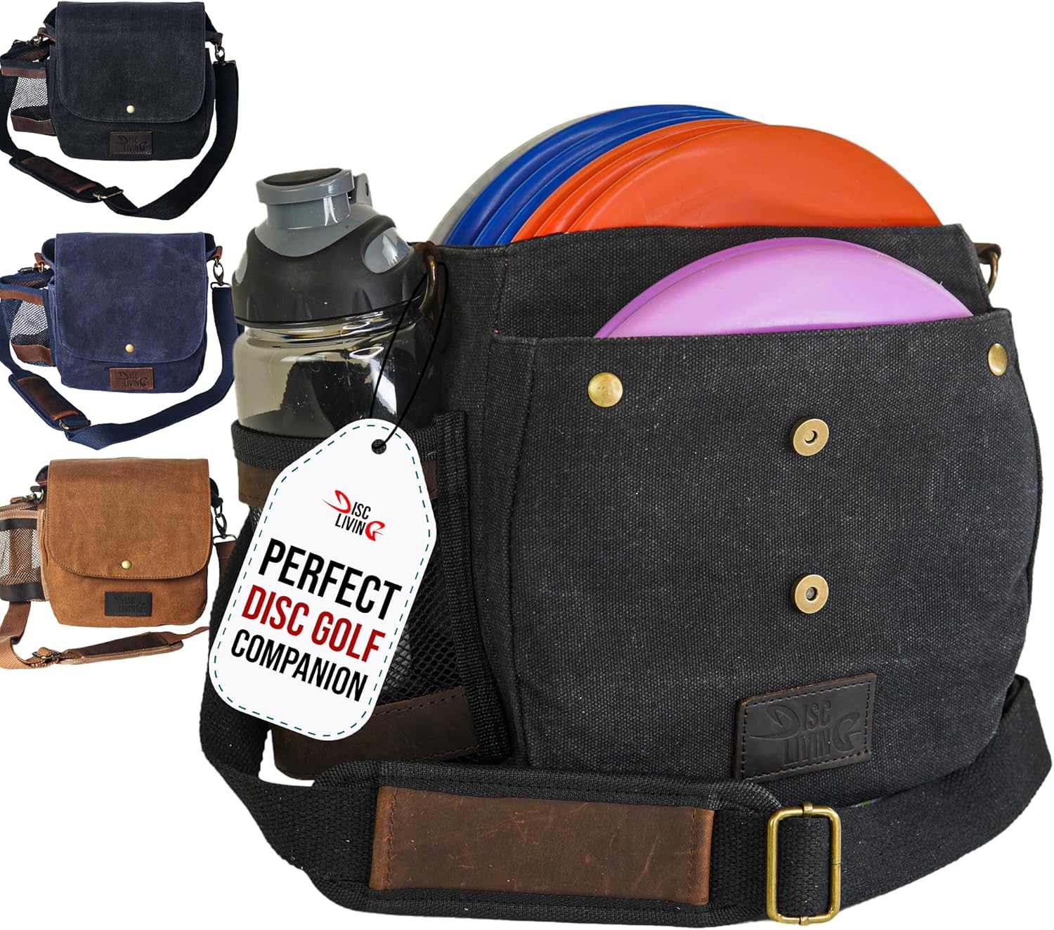 Carry 10 Discs with Ease in 16 oz Waxed Canvas Bag | Disc Living