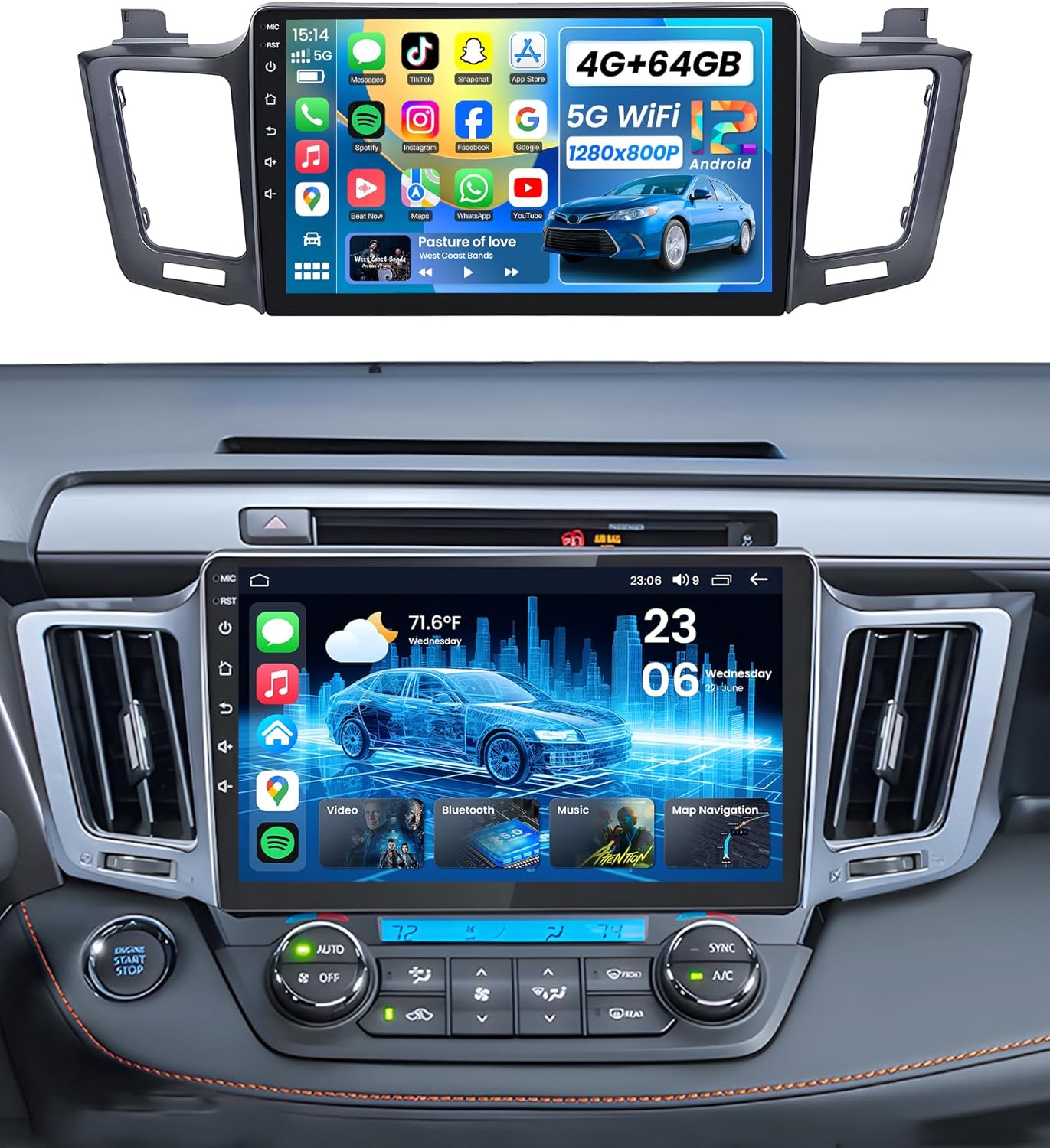 Car Radio Stereo for Toyota RAV4 2013-2018 with Touch Screen
