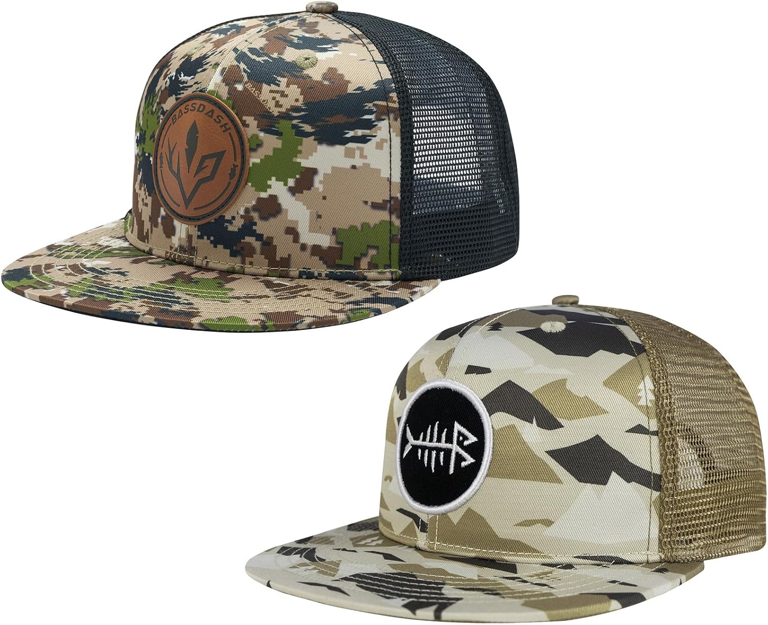 BASSDASH Flat Brim Trucker Cap for Fishing and Hunting Enthusiasts