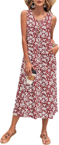 Women's Summer Maxi Dress Sleeveless Button-Down - Comfortable Stretch