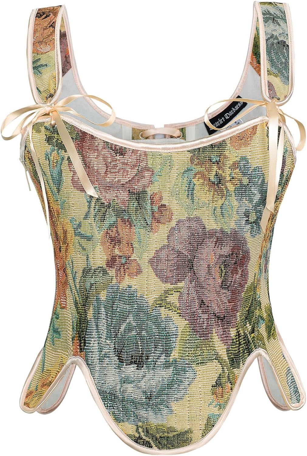 Renaissance Floral Lace Up Corset Bustier Tops for Women