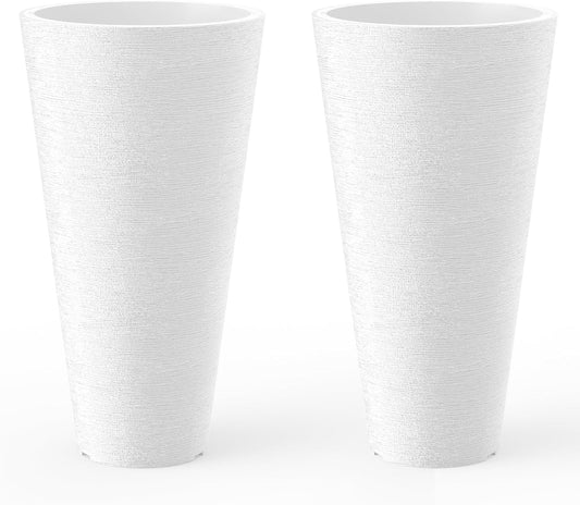 Kante Tall Round Planter Set of 2 for Indoor Outdoor Use