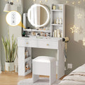 DWVO Vanity Desk with Mirror and Lights - Organized Makeup Station