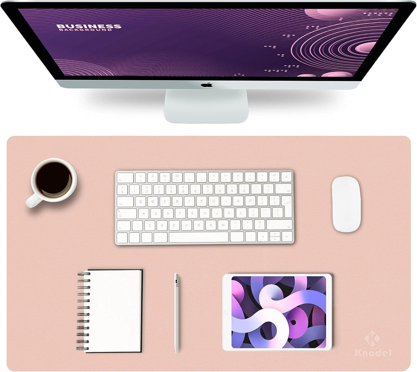 K KNODEL Pink Leather Desk Mat: Ultimate Office Organizer