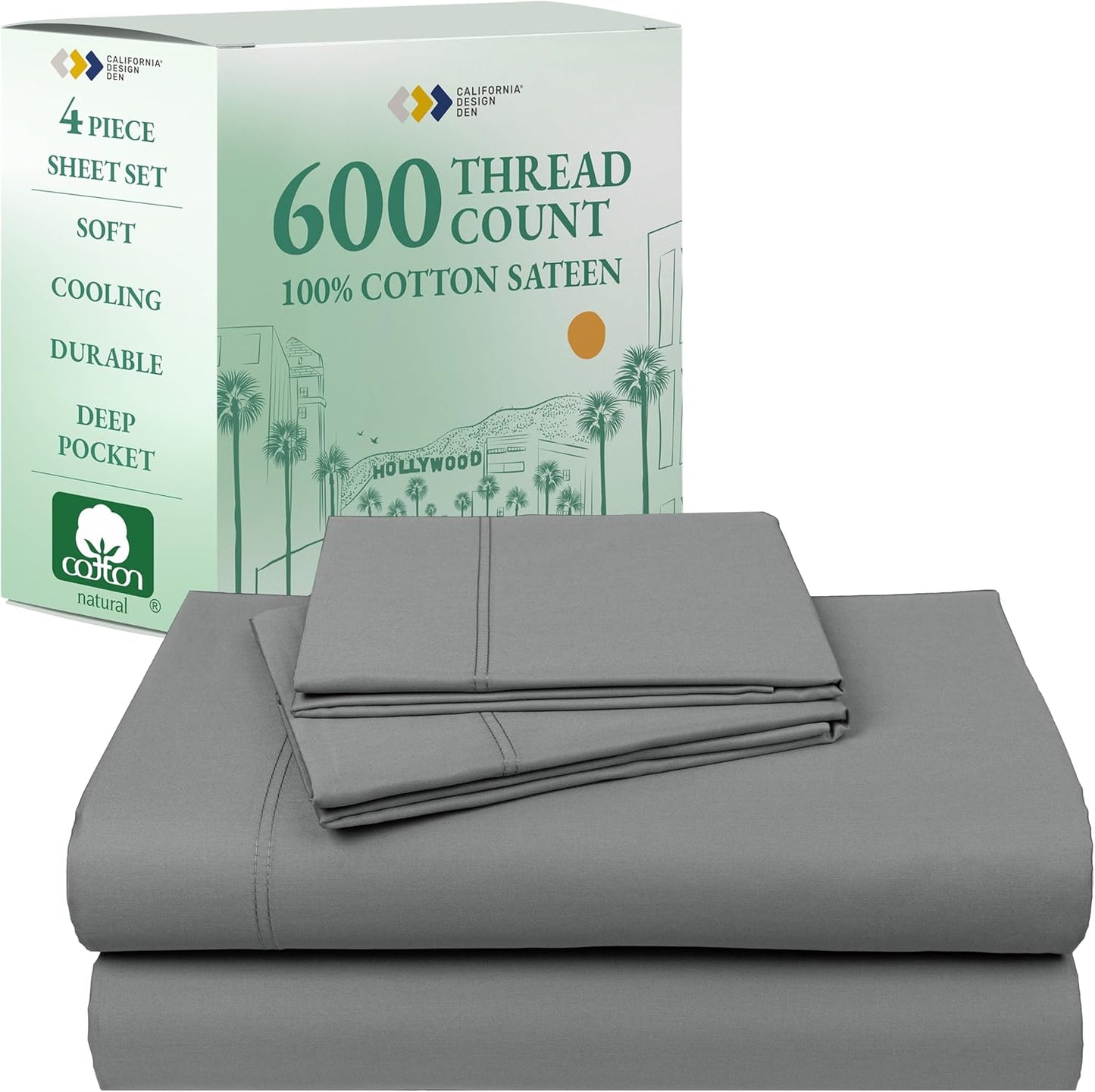 Luxury Queen Size Sheet Set - 100% Cotton, 600 Thread Count