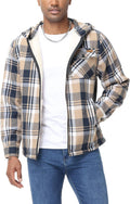ZITY Men's Zipper Hoodies Flannel Shirt Jacket for Winter Warmth