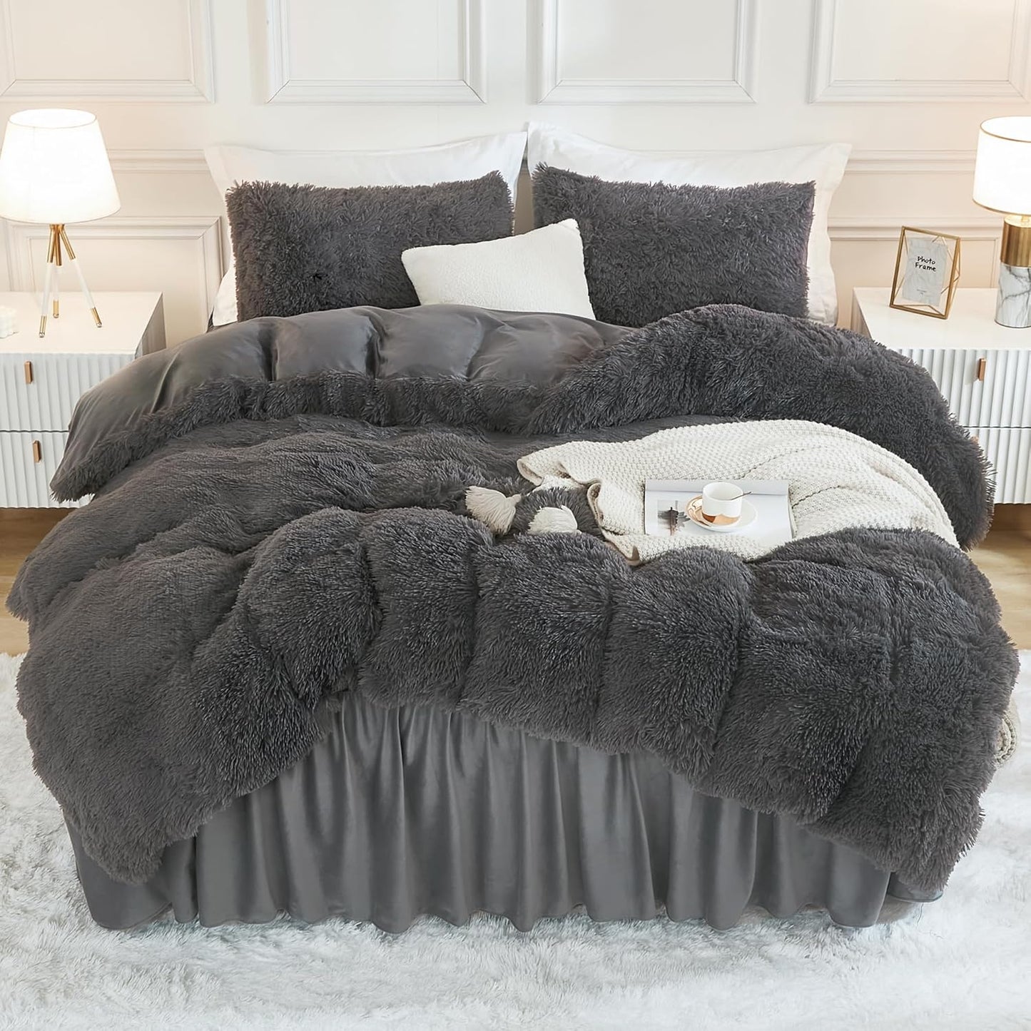 Andency Dark Grey Comforter Set King Size for Cozy Sleep