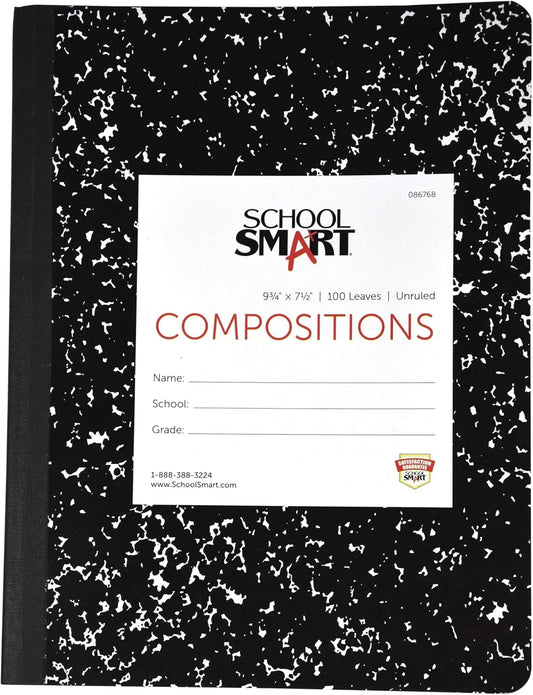 School Smart Unruled Composition Book - Durable & Spacious