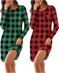 Ekouaer Women's 2 Pack Sleepshirt Dress - Comfortable Long Sleeve One