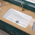 White Undermount Kitchen Sink 32 in - Large Fireclay Single Bowl