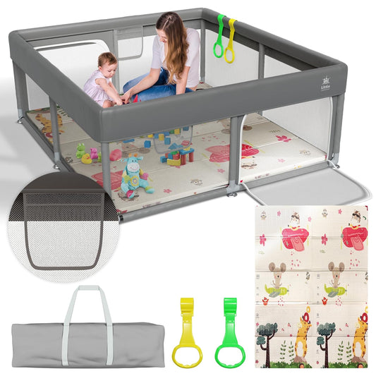 Durable Baby Playpen with Toy Storage & Non-Slip Base 71x59 by Little Generation