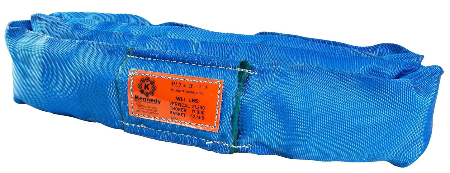 Power Lift PL7x3ft Blue Polyester Round Sling with 21,200 lbs Capacity
