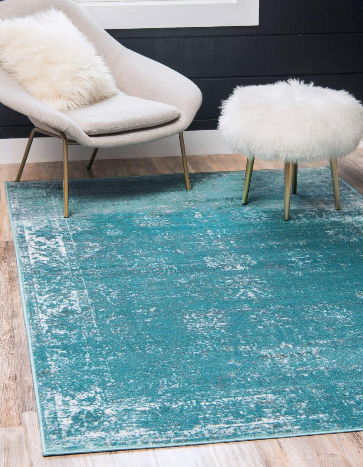 Unique Loom Sofia Collection Area Rug - Casino in Turquoise/Ivory