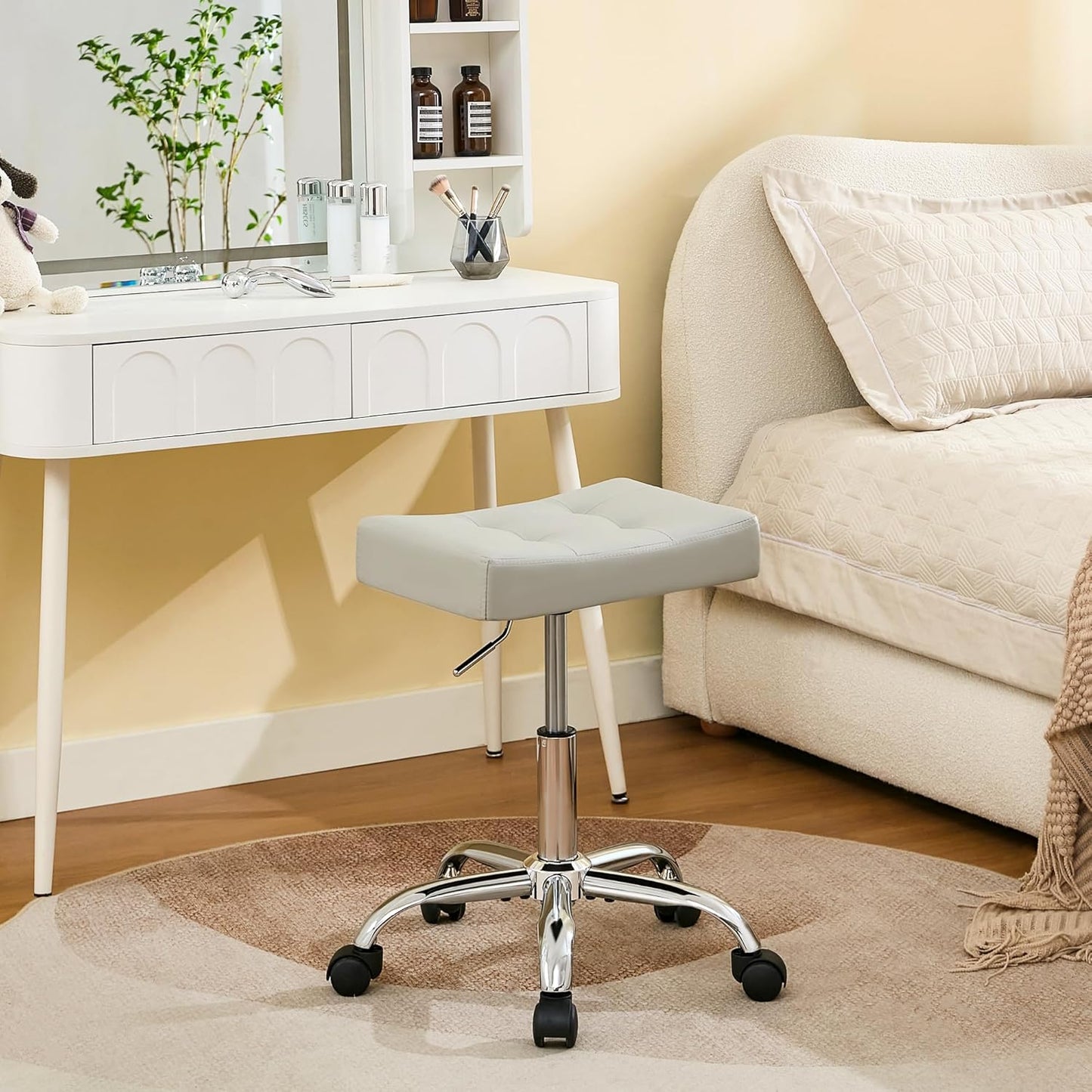 FIRAVOE Saddle Stool with Wheels for Adjustable Height Use
