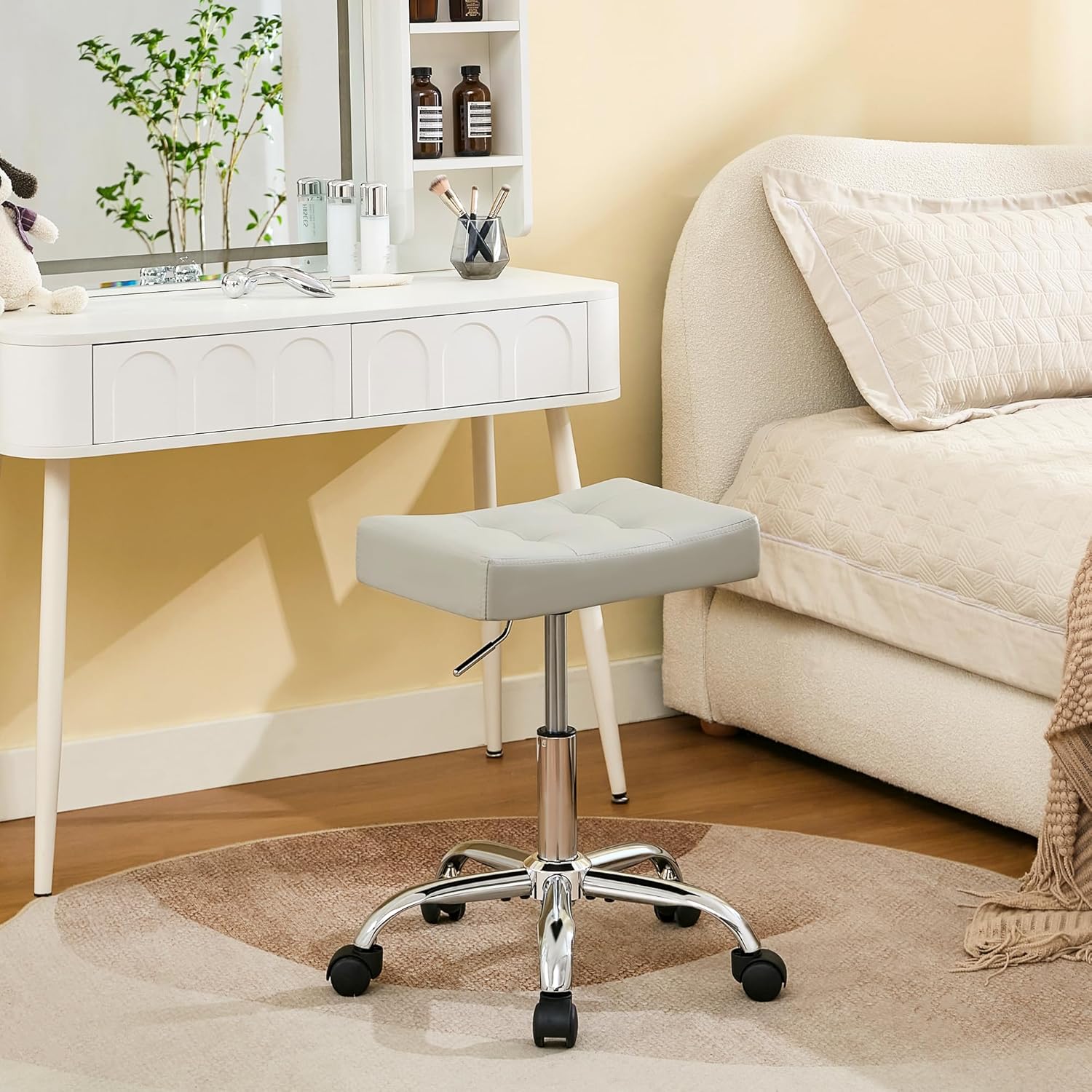 FIRAVOE Saddle Stool with Wheels for Adjustable Height Use