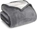 Sherpa Fleece Blanket Twin/Twin XL - Grey Reversible Comfort