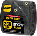 60% Black Shade Cloth Tarp 10 ft x 25 ft - Heavy Duty Breathable Mesh