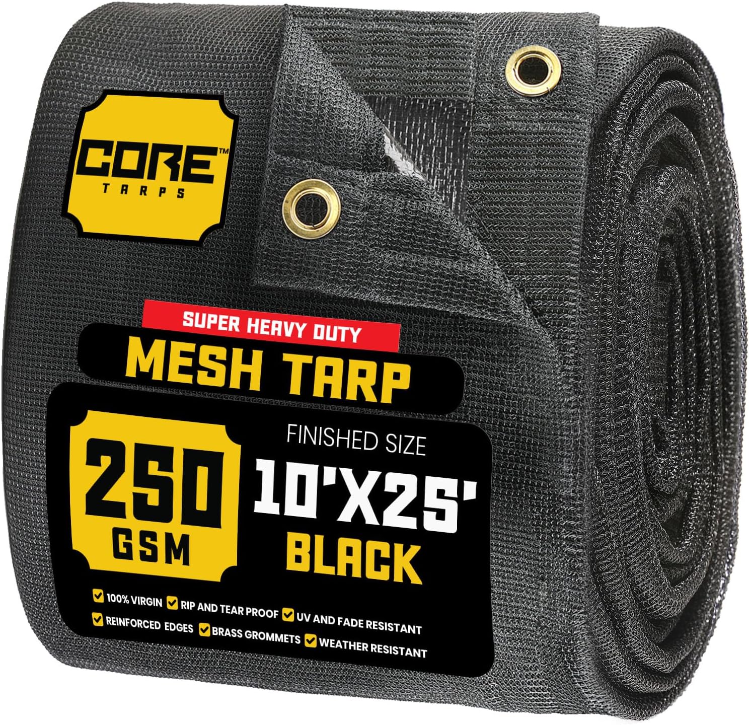 Core Tarps 60% Black Shade Cloth - Heavy Duty Mesh Tarp
