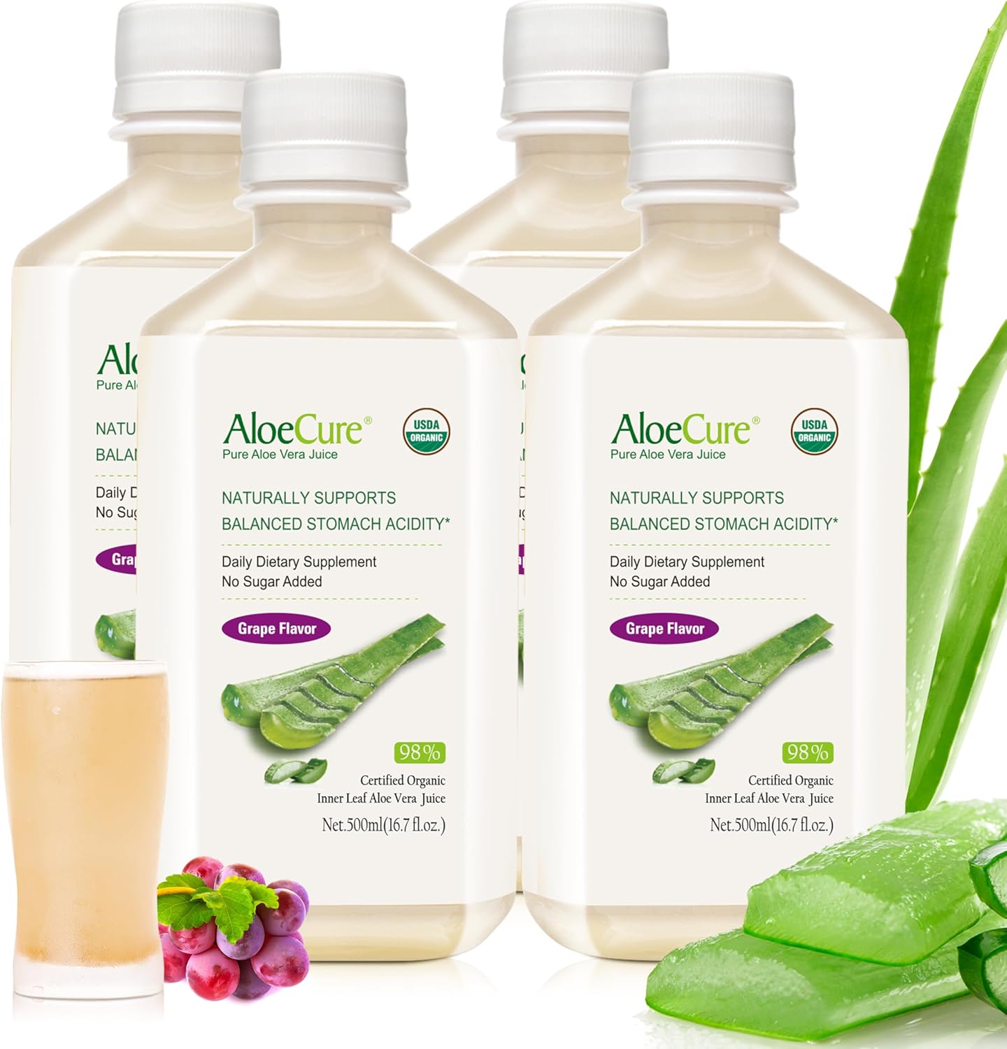AloeCure Organic Aloe Vera Juice for Digestive and Immune Health