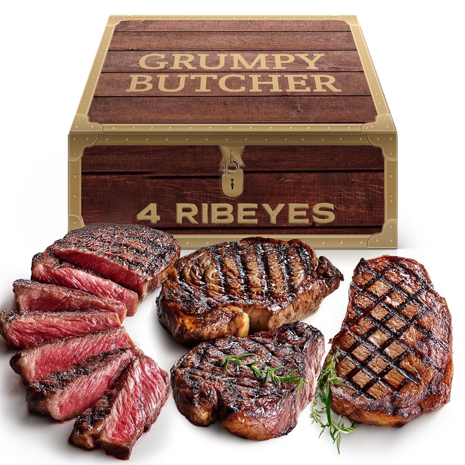 Grumpy Butcher Large Ribeye Steaks - Premium Quality Meat Gift