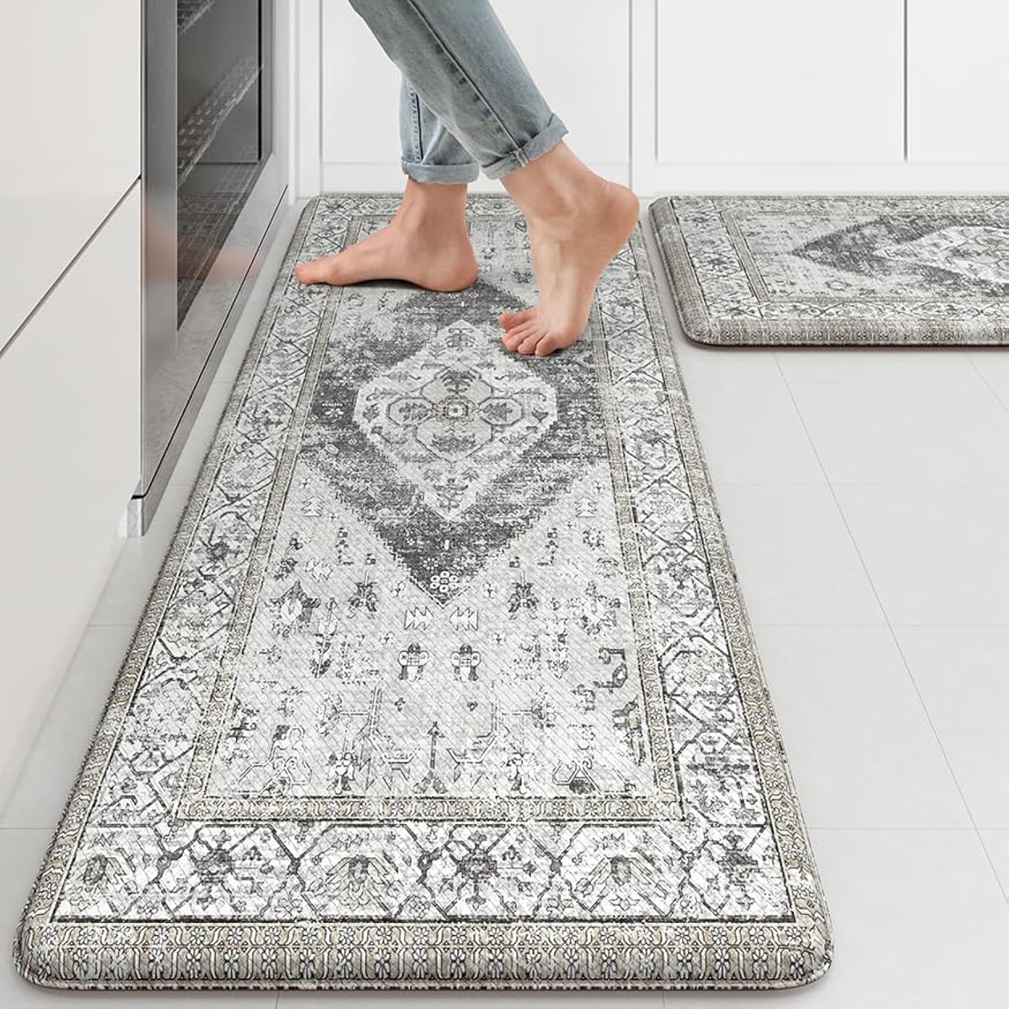 KIMODE Kitchen Rugs and Mats 2PCS Cushioned Anti Fatigue Set