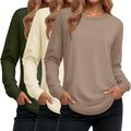 Ficerd 3 Pack Women's Long Sleeve Tunic Tops - Soft Casual Pullover