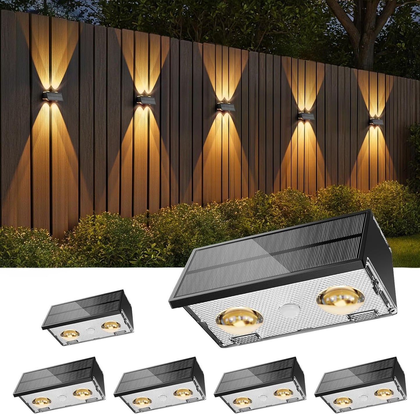 Bridika Solar Fence Lights Outdoor for Patios and Gardens
