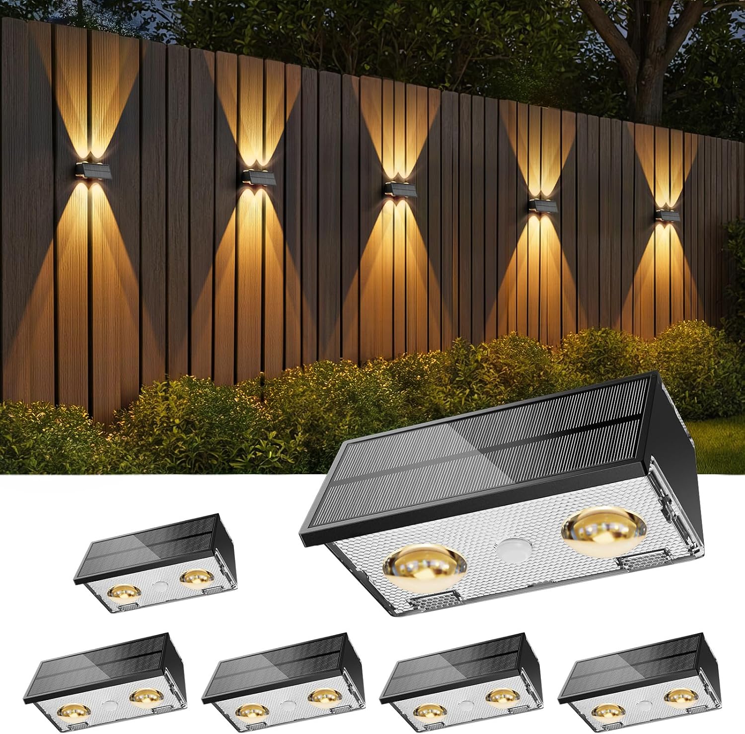 Bridika Solar Fence Lights Outdoor for Patios and Gardens