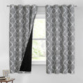Beauoop 100% Blackout Curtains 50x54 Set of 2 - Moroccan Geo Grey
