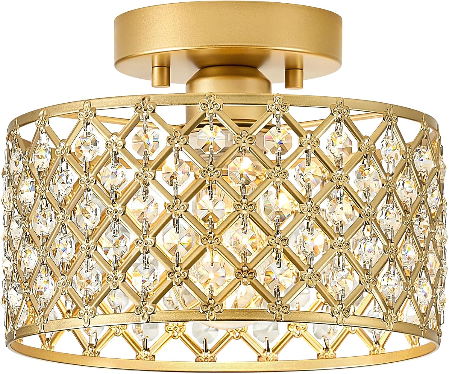 Gold Crystal Ceiling Light Fixture for Modern Home Decor