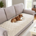 Chenille Sofa Cover 36 in x 82 in Ivory - Soft Pet Friendly Slipcover