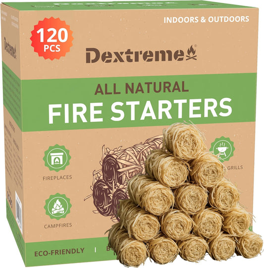 Dextreme Fire Starter 120 PCS Natural Fire Starters for All Uses
