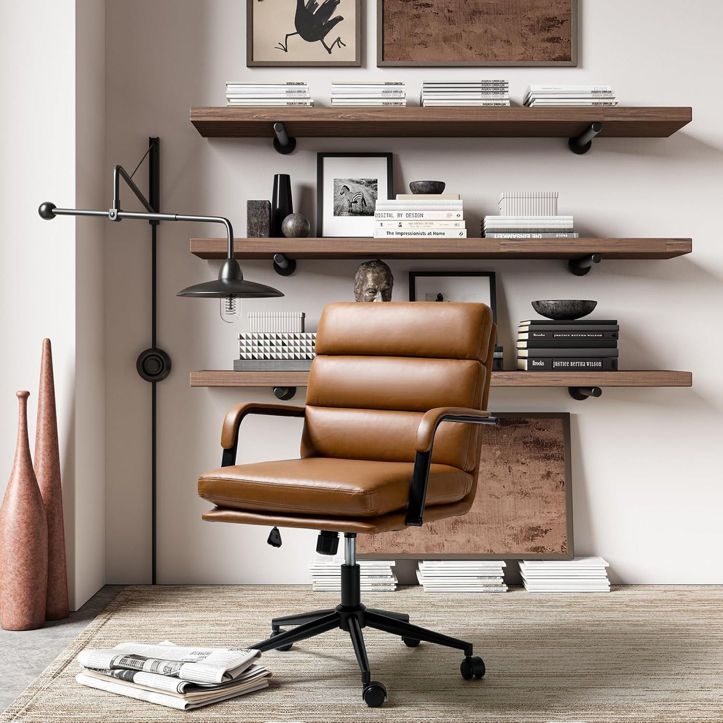 HULALA HOME Modern Camel Office Chair: Tilt Lock, Swivel Base