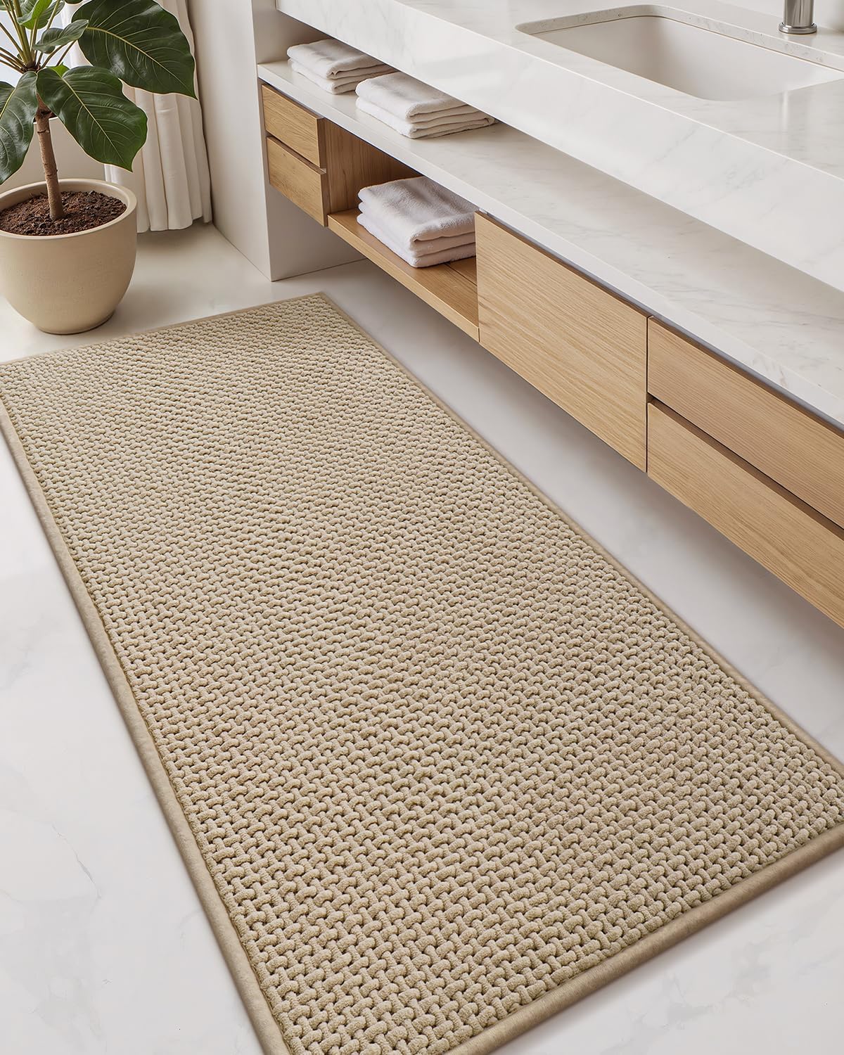 Color&Geometry Chenille Pile Large Bathroom Rugs for Comfort