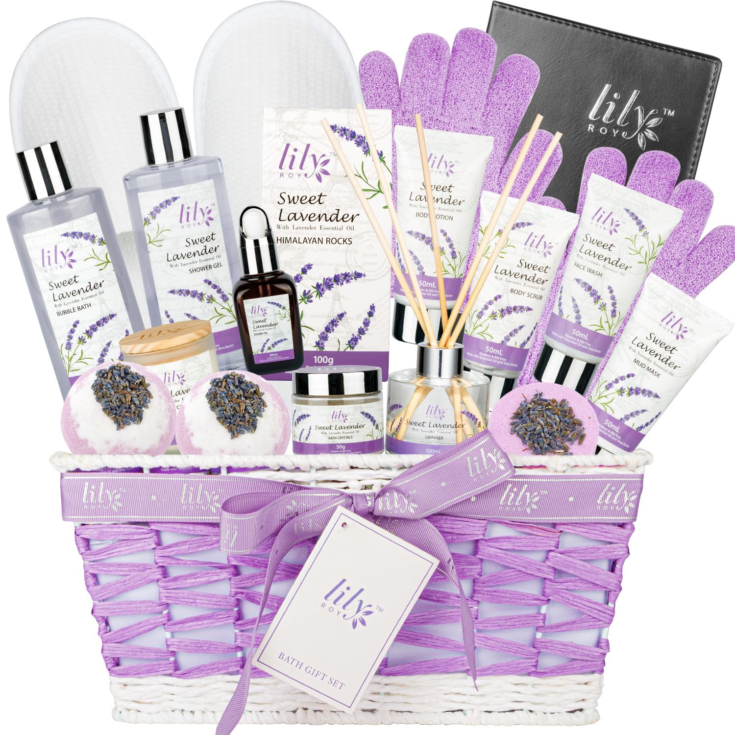 Luxury Bath and Body Gift Set for Women - 18-Piece Spa Basket