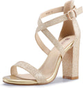 Women's Chunky High Heel Strappy Sandals - 4in Block Heel Dressy