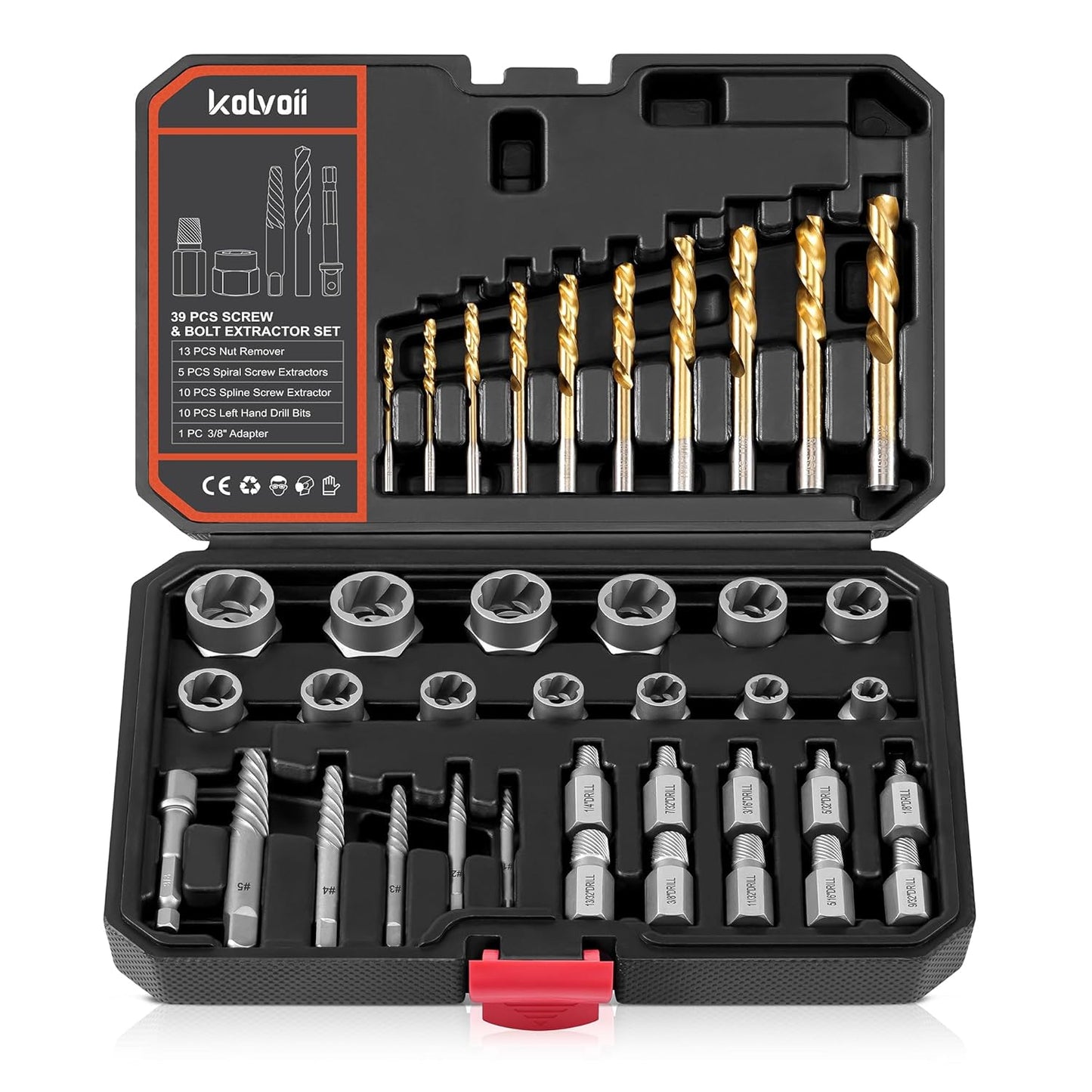 Kolvoii Screw Extractor Set for Removing Broken Bolts and Screws