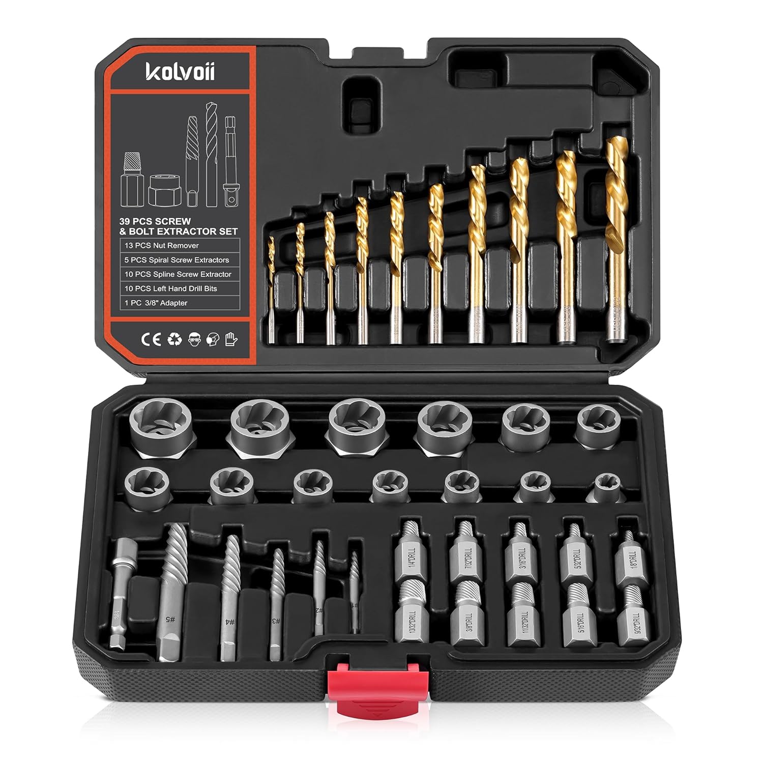 Kolvoii Screw Extractor Set for Removing Broken Bolts and Screws