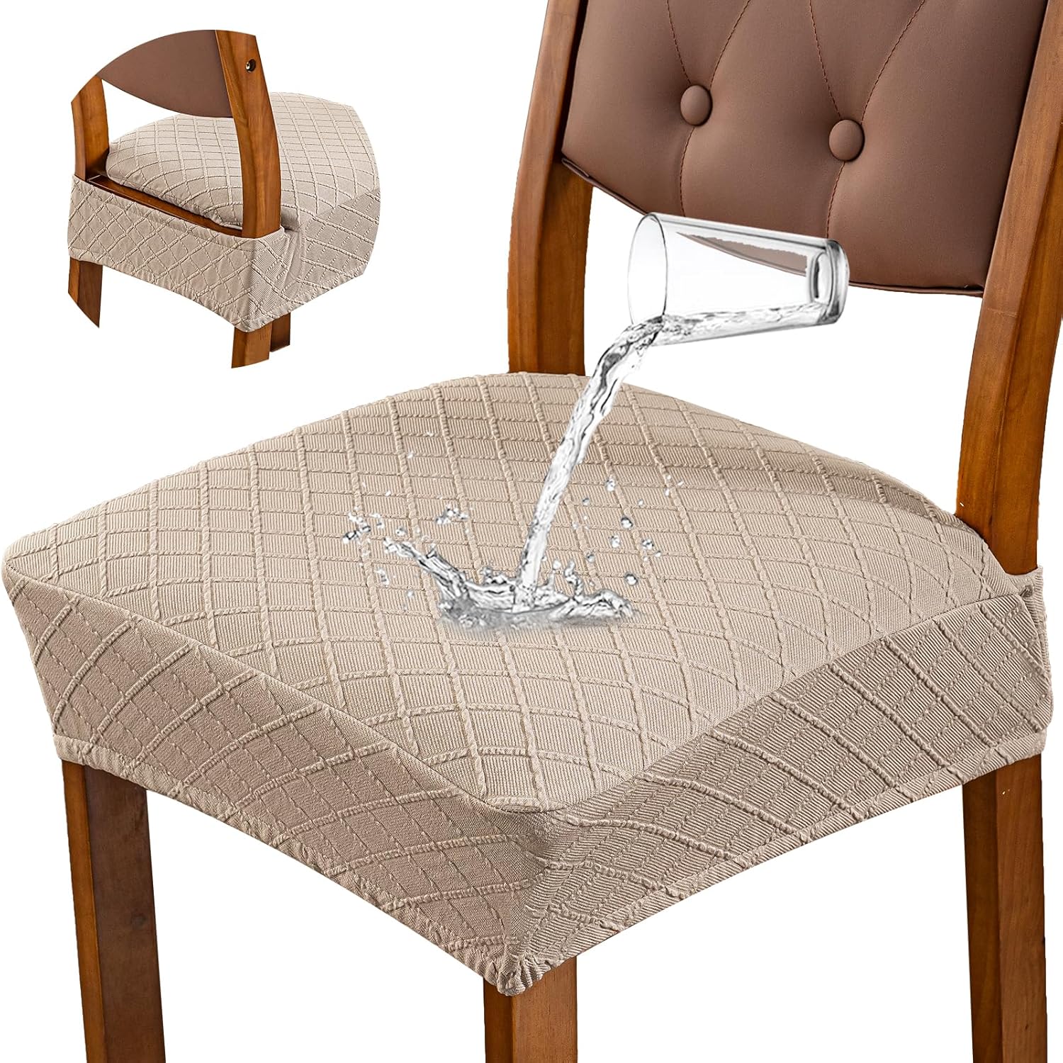 Genina Waterproof Seat Covers for Dining Room Chairs, 6 Pcs