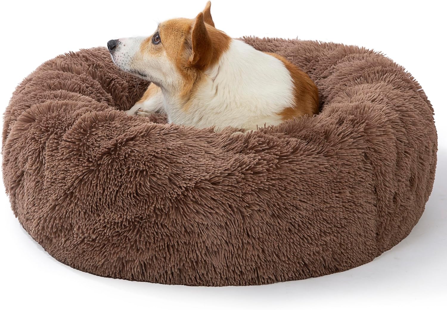 SAVFOX Plush Calming Dog Beds - Cozy Donut Shaped Pet Bed